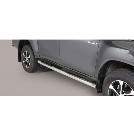 Sidebars m/innfelt step, Toyota Hilux D/C 2016-2018, rustfritt, 76 mm