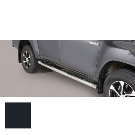 Sidebars m/innfelt step, Toyota Hilux D/C 2016-2018, sort, 76 mm