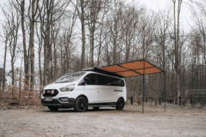 ARB markis 3×2,5 m med belysning (svart aluminiumhölje)