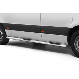 Sidosteg med steg, Mercedes Benz Sprinter 2018– (3665 mm/L2), 70 mm, rostfri