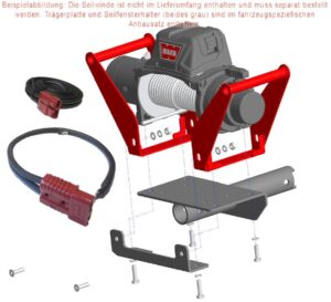 Tillval för mellanstora vinschar till dold multi-mount, inkl. handtag och kablage