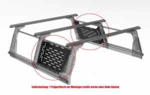 MULI-RACK sidohylla Xtracab fram höger, bak vänster