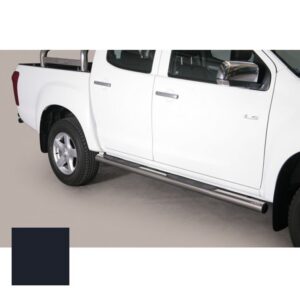 Sidorör m. steg, Isuzu D-Max D/C, 2012–2020, svart pulverlack, 76 mm