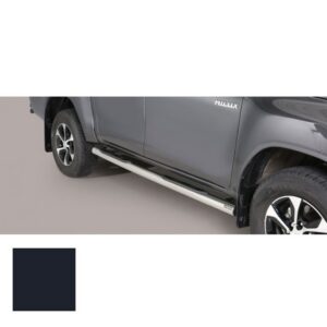 Sidorör m. infällt steg, Toyota Hilux D/C 2016–2018, svart, 76 mm