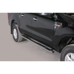 Sidosteg med infällt steg, oval, rostfritt, Ford Ranger 2012–