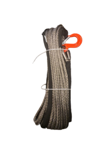 Syntetiskt vinschrep 10 mm x 30 m med krok (grå)