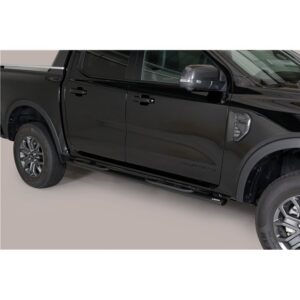 Sidosteg med infällt steg, oval, rostfritt, Ford Ranger 2012–